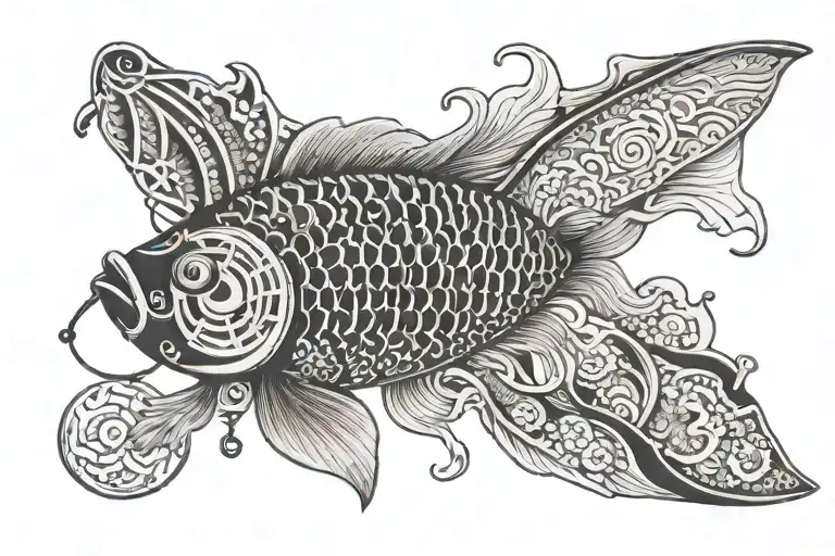 A Fishing Lure With Intricate Dotwork Designs Inspired By Japanese Patterns