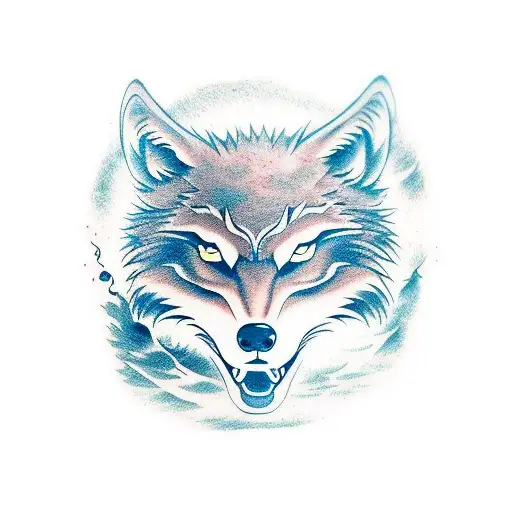 Wolf Tree Moon Space Minimal Samurai Japan