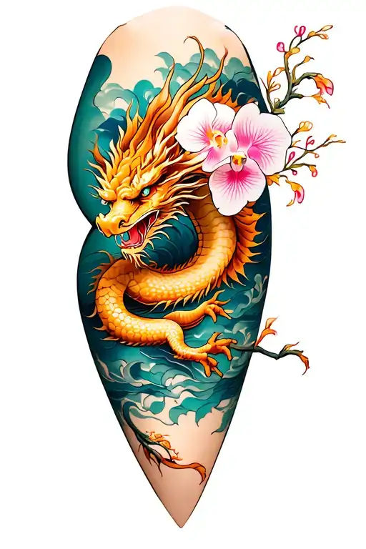 Dragon And Orchid Thigh