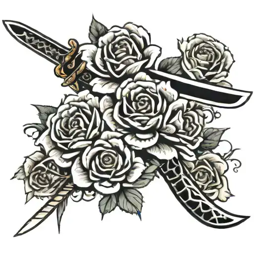 Sword Samurai Roses Sun And Moon