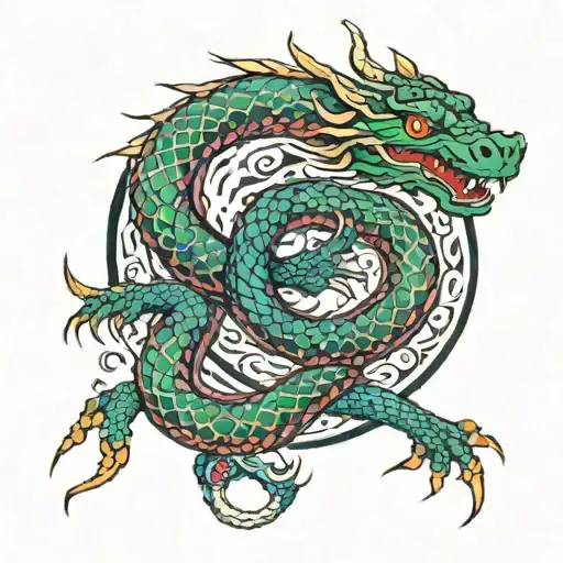A Colored Snake Or Colored Dragon That Goes Around The Hand