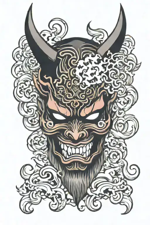 Dark Demon Mask With Smoke