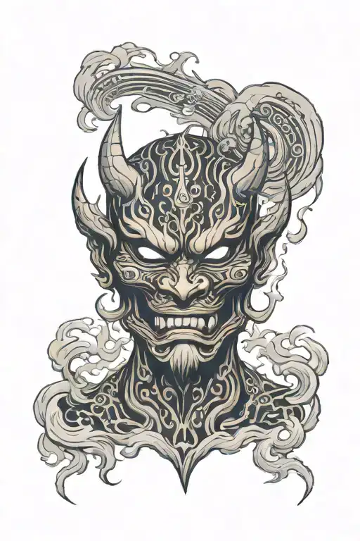 Dark Demon Mask With Smoke