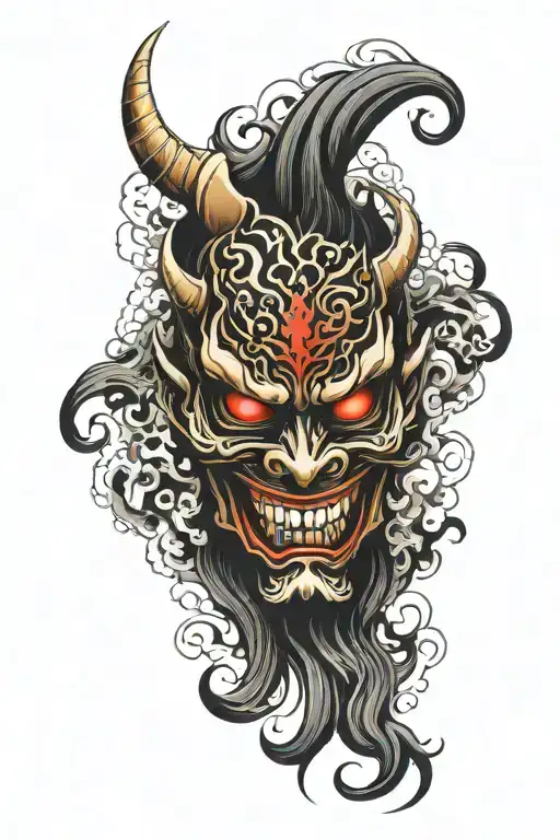 Dark Demon Mask With Smoke