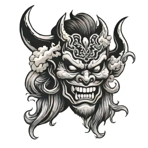 Dark Demon Mask With Smoke