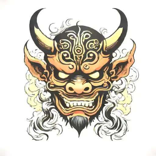 Dark Demon Mask With Smoke