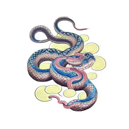 Snake Waves And Flowers Sleeve