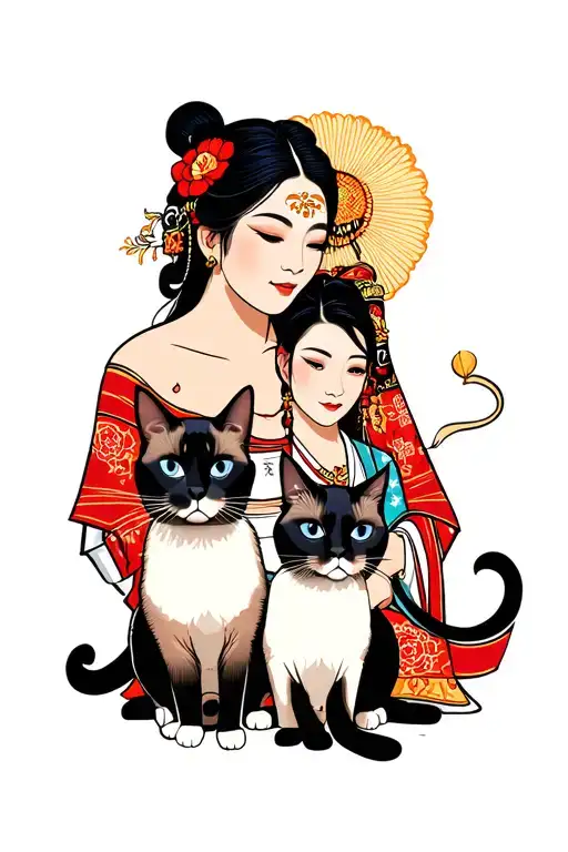 Black Hair Mexican Man Brown Haired American Woman Siamese Cat Family