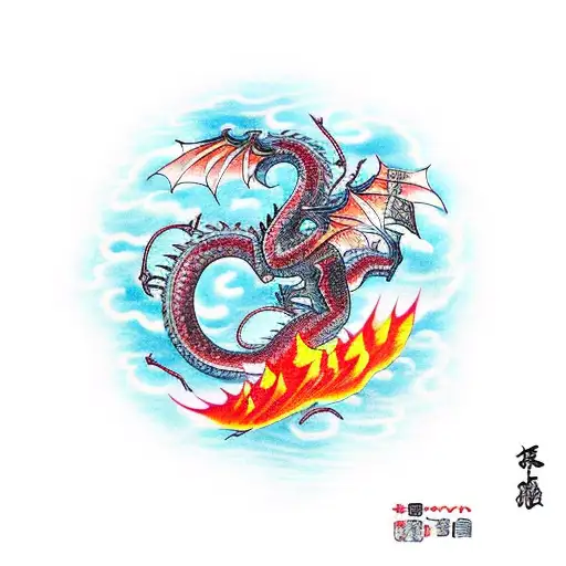 Dragon Breathing Fire That Turns Into Ecg With Flames