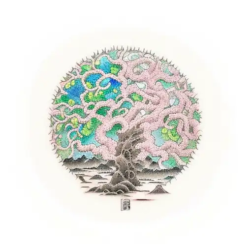 Tree Of Life Going In To A Pond