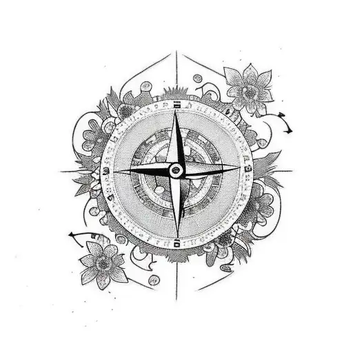 Girly Compass With Japanese Flowers