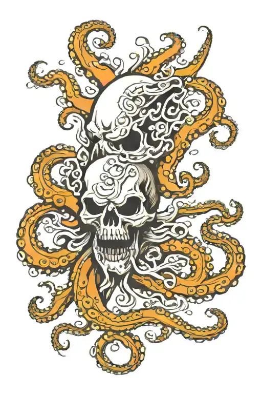 Octopus Skull With Tentacles Running Down The Arm Sleeve