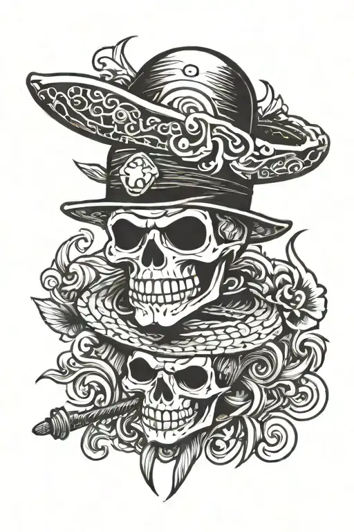 One Piece Logo Skull With Straw Hat