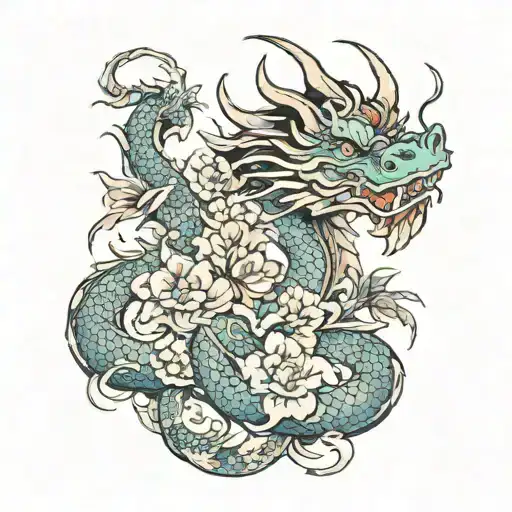 Dragon With Flowers