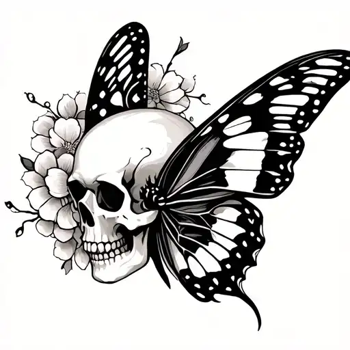 Butterfly Combined With Gothic Skull