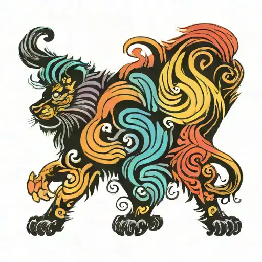 A Minimalist Design Of A Lion With A Rainbow Mane Symbolizing Love