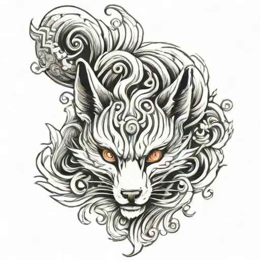A Nine Tailed Fox And Nine Tailed Fox Mask