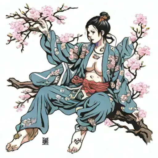 Yakuza Girl Cherry Blossom Tree