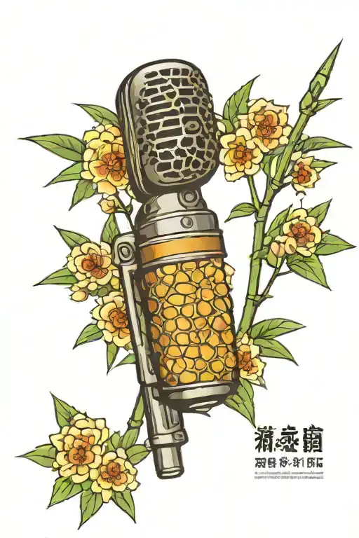 Microphone With Honey Comb Background And Japanese Bamboo Forest