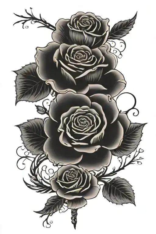 Cross Behind Open Wings And At The Top Of It Is A Rose