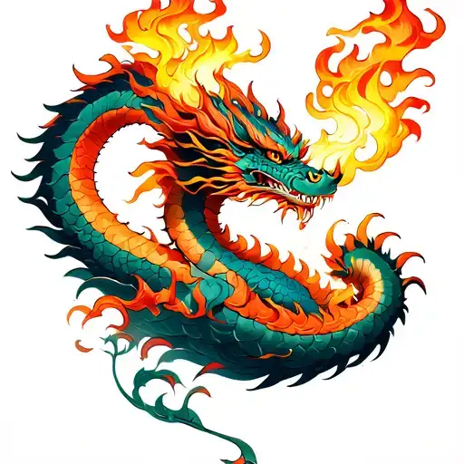 Dragon Breathing Fire Made Of Orchid Petals