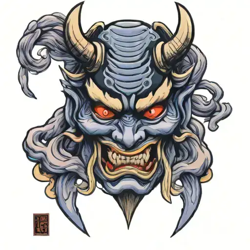Oni Mask Samurai Black Blue And Purple