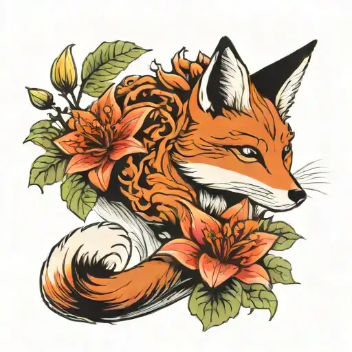 Fox And Lily Flower
