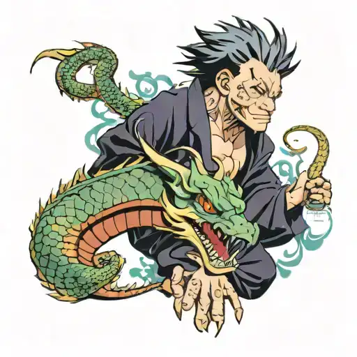 The Character Suguru Geto From The Anime Jujutsu Kaisen With His Dragon