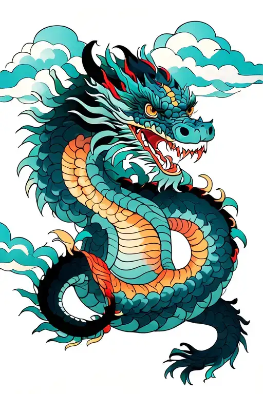 Korean Dragon An Clouds Surrounding