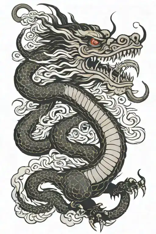 Japanese Dragon Breathing Fire
