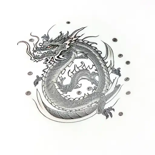 Dragon Made Up Of The Roman Numeral 5