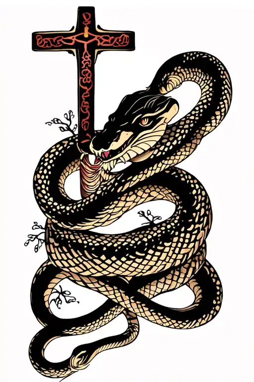 Snake And Cross Wrapped