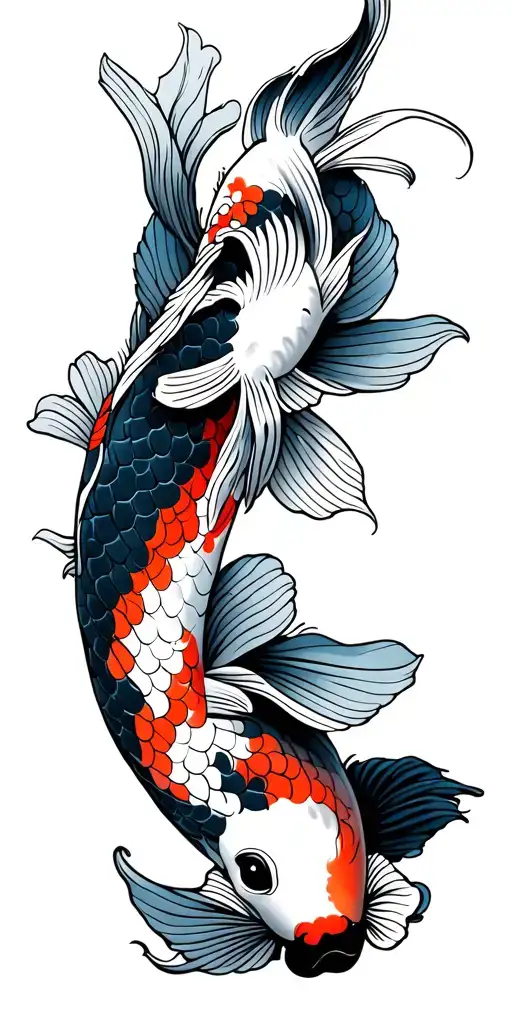 Japanese Tattoo Design Featuring Koi Fish