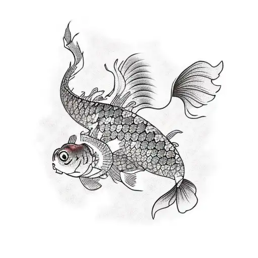 Cute Oriental Tattoo Of A Small Koi That Swam Upstream And Turned Into A Dragon Feminine