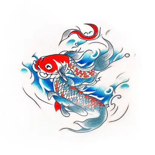 Cute Oriental Tattoo Of A Small Koi That Swam Upstream And Turned Into A Dragon Feminine
