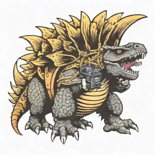 Stegosaurus Wielding Machine Gun