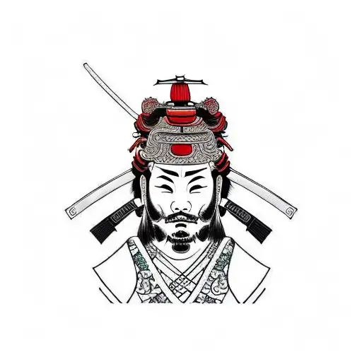 Samurai With Swords And A Geisha