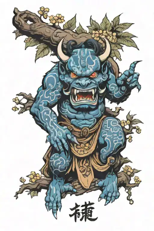 Oni With Sakana Tree