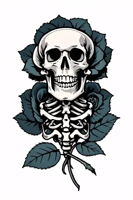 Skeleton Middle Index Thumb Finger Separate By A Line With Rose Made By Money