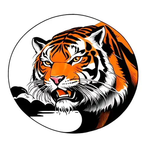 Tiger Face Calm Lake