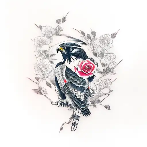 Falcon With Rose
