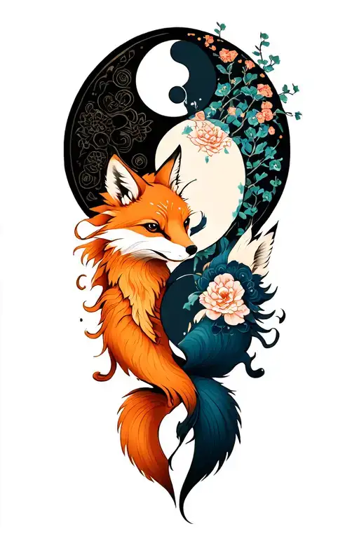 Foxes Interwined With Yin-yang
