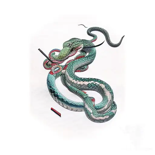 Katana Surrounded By A Snake