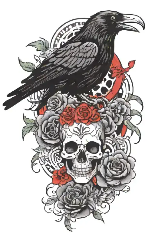 Raven Redrose And Skull Surrounded