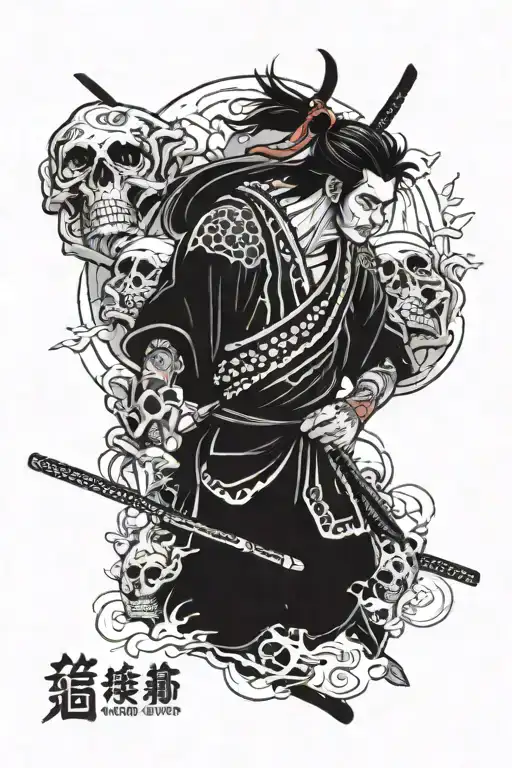 Samurai And Skulls Dark