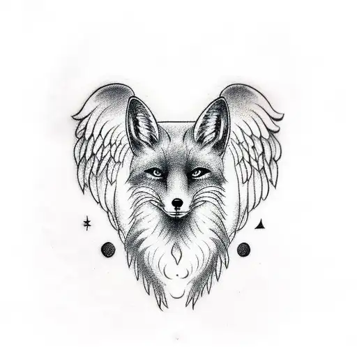 Fox With Angel Wings And Moon In Forehead