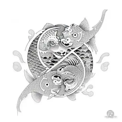 Koi Fish In The Form Of Yin Yang