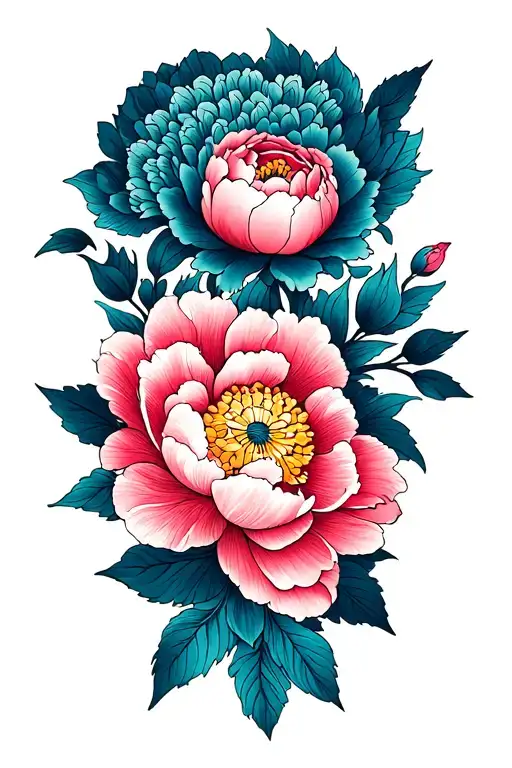 Mandala And Peony Flowers