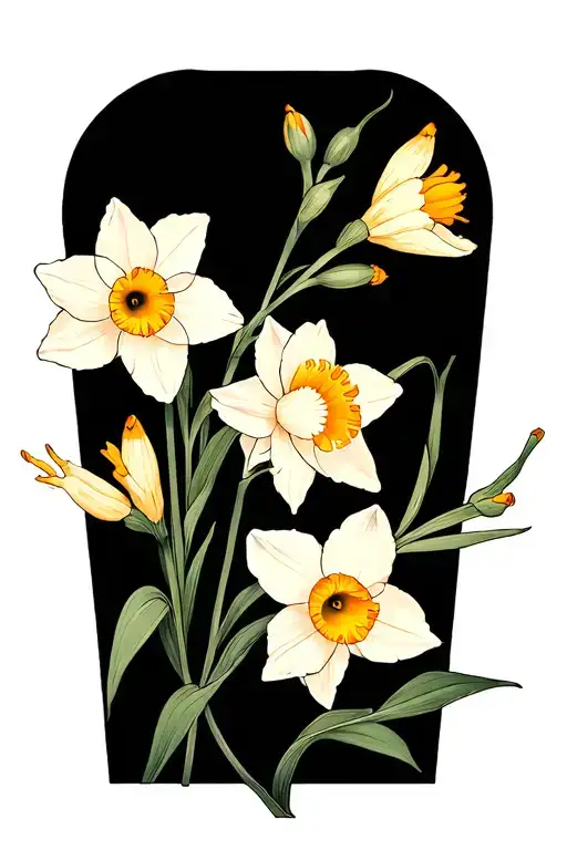 Daffodils & Honeysuckle Flower Intertwined