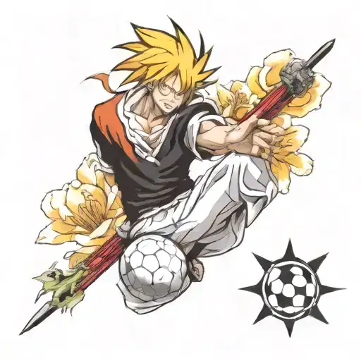 Draw Me A Tattoo Design With Elements From The Anime Bleach And Soccer Thematic